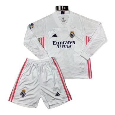 Детская футбольная форма Реал Мадрид длинный рукав (2020-2021), Белый, Клуб, Детская, Длинный, 2020/2021, Домашняя, Реал Мадрид, Чистая спина, Испании, XXXS (16)